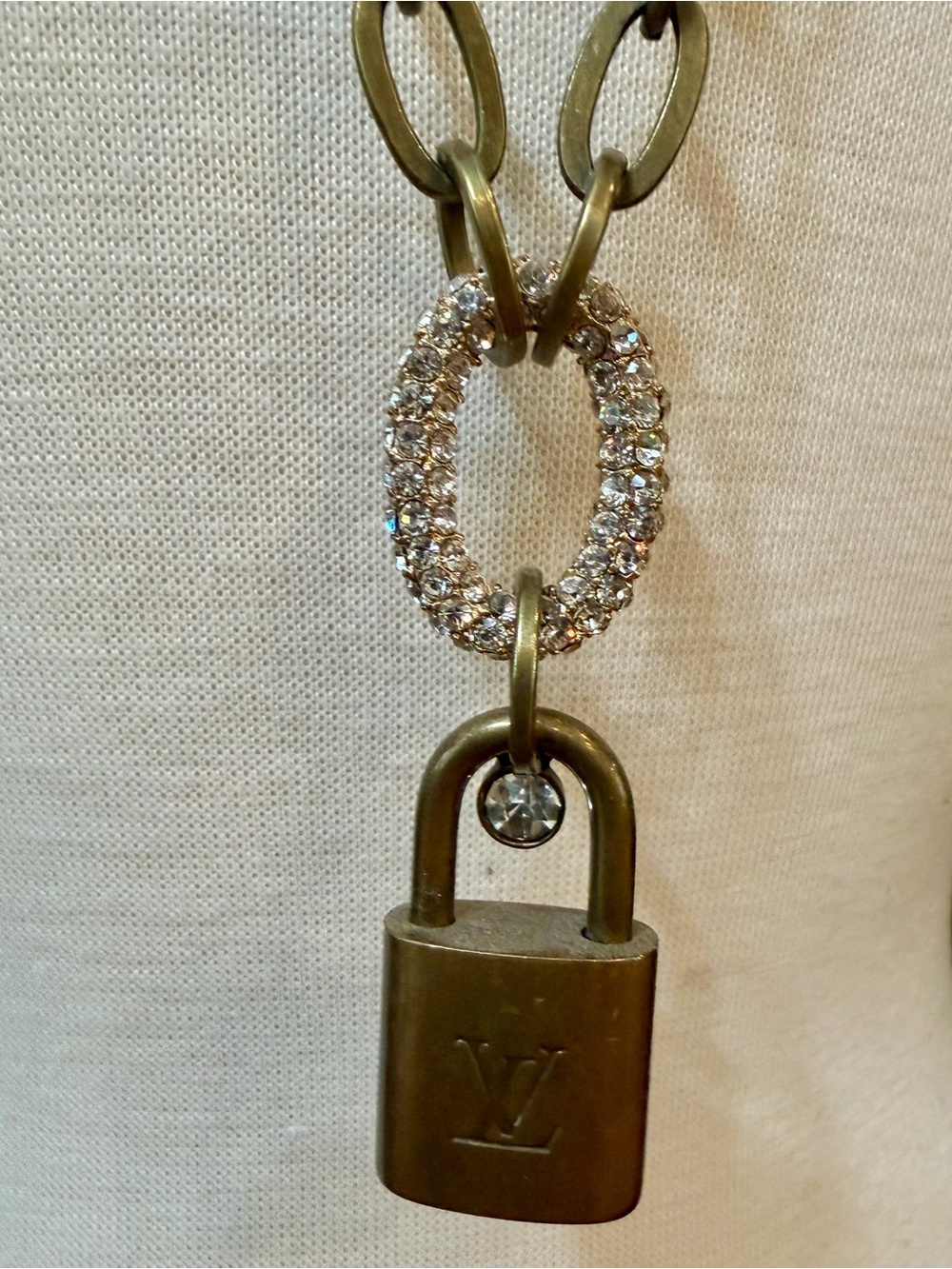 Louis Vuitton Padlock Pendant Necklace with Crystal Ring, Lock #347 - Picture 2 of 4